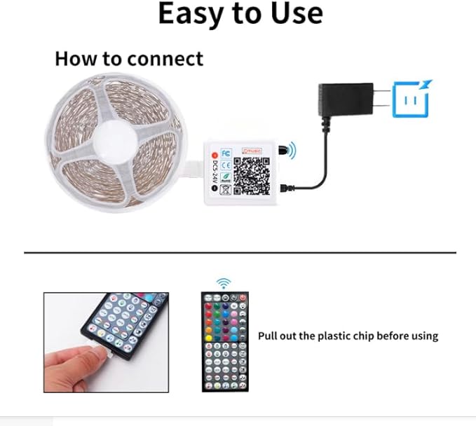 Led Lights for Bedroom 65.6ft (1 Roll), Color Changing RGB Led Strip Lights with 60 Keys Remote and App Control, Music Sync Led Lights for Room Kitchen Party Home Decor