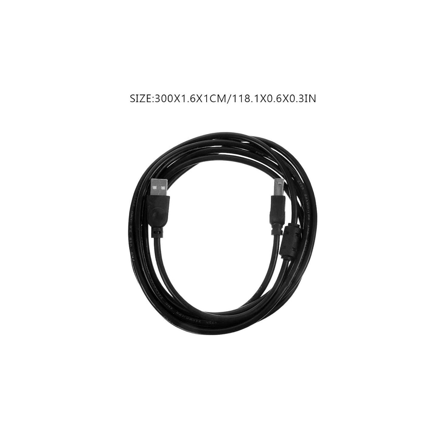 2.0 3 USB Printer and Copier USB Cable Meters Black for Computer Fax Machine Office Supply