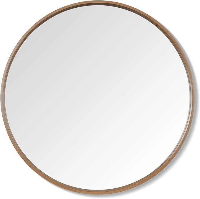 WallBeyond Round Wood Mirror, 36" Round Modern Decoration Large Circle Wall Mirror for Bathroom Living Room Bedroom Entryway, Honey