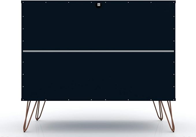 Manhattan Comfort Rockefeller 3 Drawer Dresser for Bedroom Storage, Closet, Living Room, Entryway, TV Stand for Screens up to 32 Inches, Anti-Tip Kit Included, Set of 1, Midnight Blue