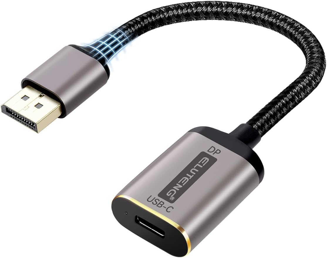 ELUTENG USB C to Display Port Adapter 4K@60Hz USB Type C 3.1 to DP Converter Uni-bidirectional USB C Female to DP Male Cord Compatible for iPhone 15 Series, MacBook, iMac, iPad Pro, Galaxy 7 inch