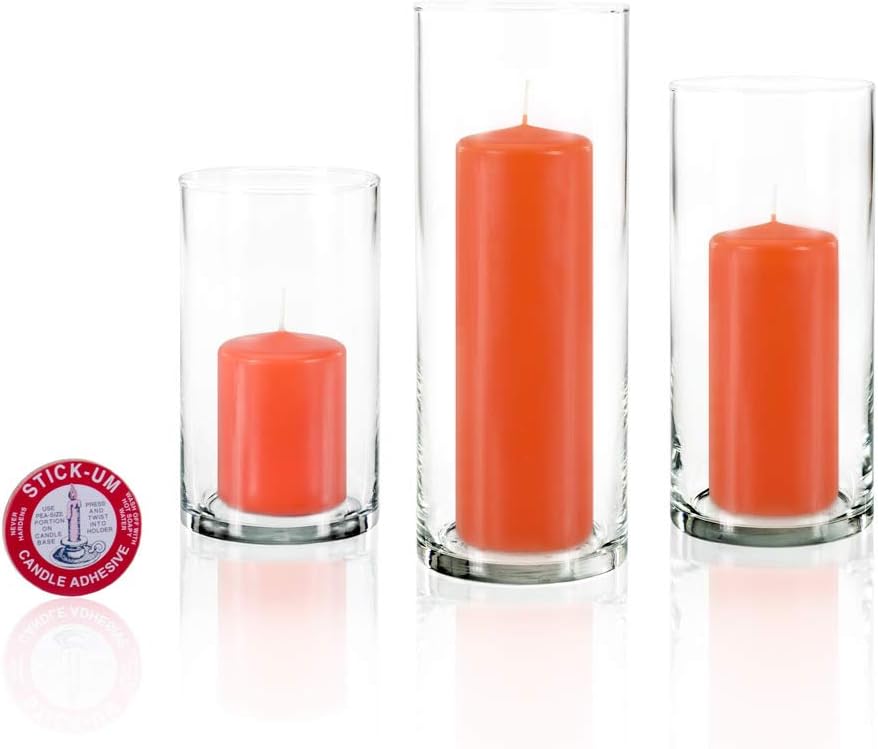 yummi Set of 36 Slim Pillars and Cylinder Vases - Bright Orange