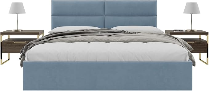 Vänt Upholstered Wall Panels - Queen/Full Size Wall Mounted Headboards - Micro Suede Blue - Set of 4 Panels (Each Individual Panel 30"x11.5")