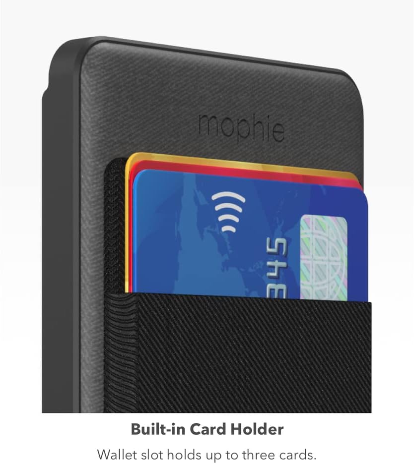 mophie Snap+ Juice Pack Mini with Wallet, Wireless Portable Magnetic Charger with 5000mAh Internal Battery, Compatible