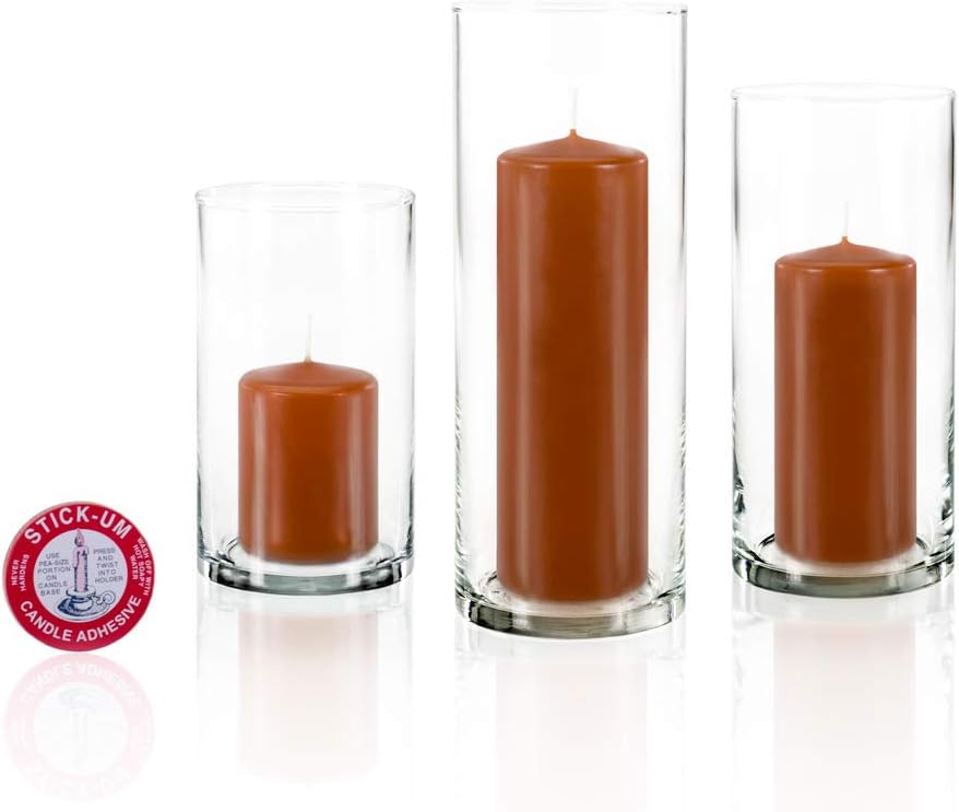 yummi Set of 36 Slim Pillars and Cylinder Vases - Toffee