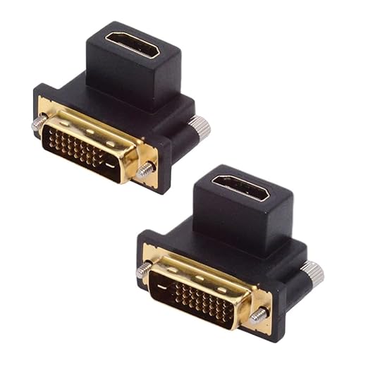 cablecc 2pcs/Set DVI Male to HDMI Female 4K Adapter Up & Down Angled 90 Degree for Computer HDTV Graphics Card