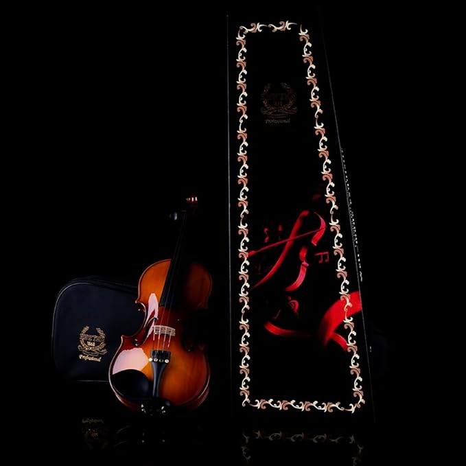 Rhythm Violin Set for Beginners,Acoustic Violins Starter Kit Package for Student,Beginners Fiddle with Hard Case, Rosin, Shoulder Rest, Bow, and Extra Strings (NATURAL, 3/4)