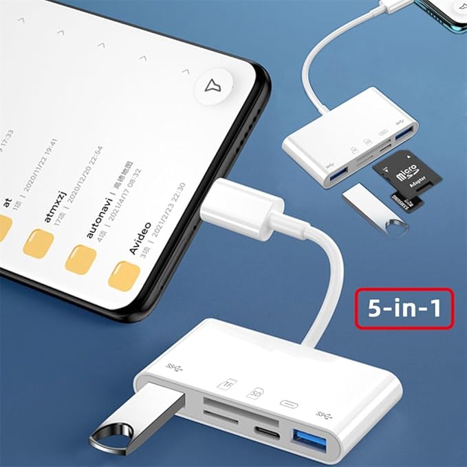 NFHK USB 2.0 Type C USB-C to TF Micro SD SDXC Dual USB3.0 Female Card Reader PD 27W Adapter for Laptop Tablet Phone