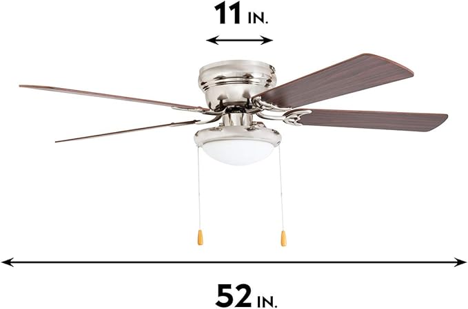 Portage Bay 50252 Hugger 52" Brushed Nickel West Hill Ceiling Fan with Bowl Light Kit