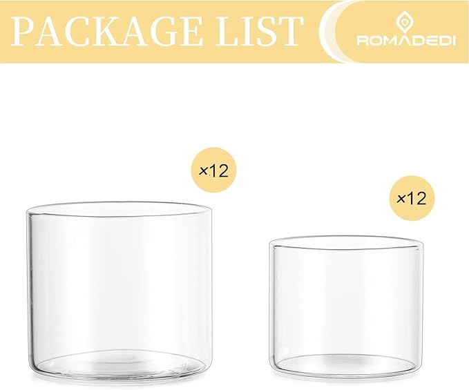 Romadedi Votive Tealight Candle Holders - 24 pcs Clear Glass Tea Light Holders Bulk Small Table Centerpieces Wedding Decor Party Dinner Home Decorations Festivals Christmas