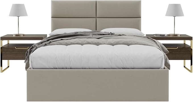 Vänt Upholstered Wall Panels - Queen/Full Size Wall Mounted Headboards - Vintage Leather Dusty Taupe - Set of 4 Panels (Each Individual Panel 30"x11.5")