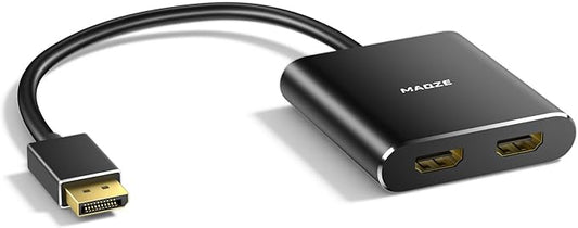 4K@60Hz DisplayPort to Dual HDMI Adapter – Display Port to 2 HDMI Splitter, MST Dual Monitor Splitter for Computer Laptop Graphic Card,PC,Windows