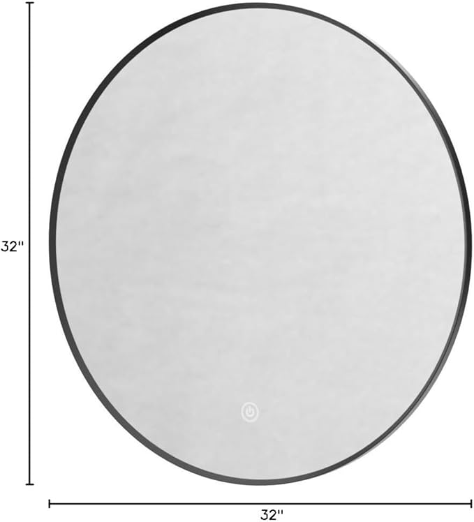 32" LED Backlit Bathroom Vanity Mirror, Wall Mounted Round Makeup Shaving Mirror with 45° Beveled Metal Frame Design, HD Waterproof&Explosion-Proof Smart Mirror, Memory Function, Black
