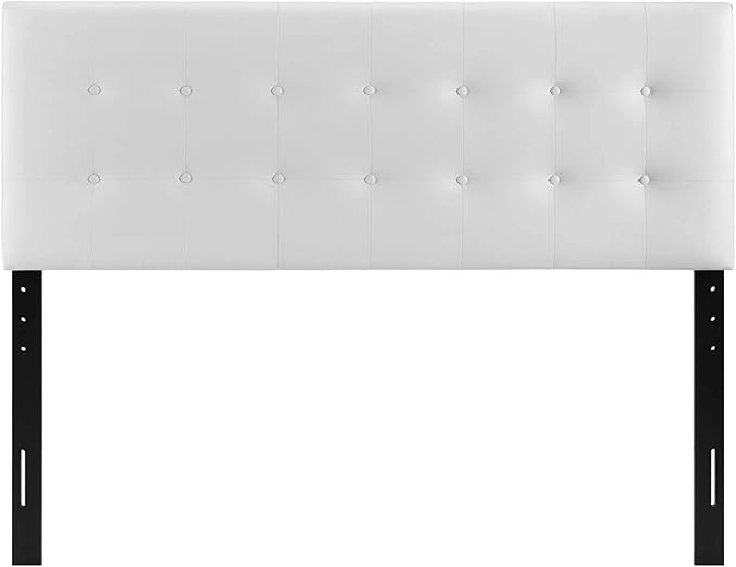 Modway MOD-5173 Emily Tufted Button Faux Leather Upholstered Full Headboard in White