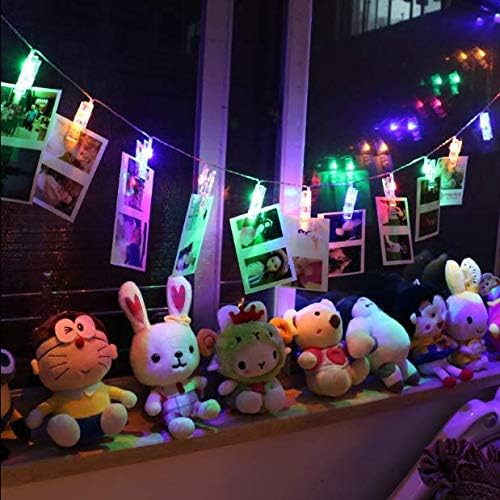 LED Photo String Lights 20 Photo Clips Battery Powered Fairy Twinkle Lights, Wedding Party Home Decor Lights for Hanging Photos, Cards and Artwork Multicolor