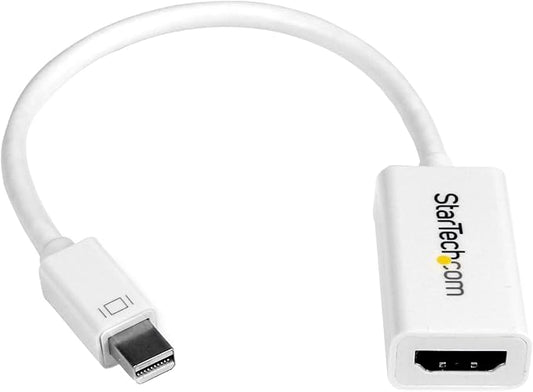 StarTech.com Mini DisplayPort to HDMI Adapter - Active mDP to HDMI Video Converter - 4K 30Hz - Mini DP or 1/2 Mac/PC to HDMI Monitor/TV/Display - mDP 1.2 to HDMI Adapter Dongle - White (MDP2HD4KSW)