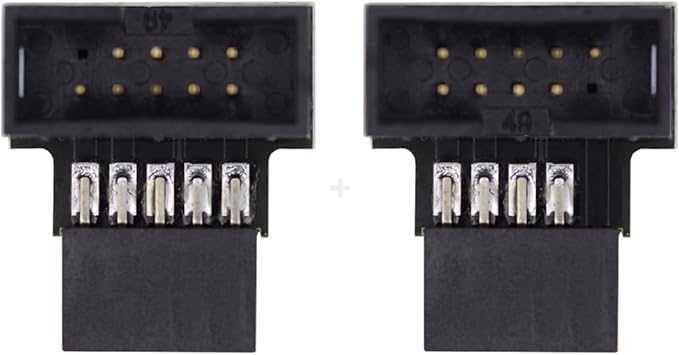 CY Adapter 2pcs/lot Up & Down Angled USB 2.0 10Pin 9Pin Male to Female Extension Adapter 90 Degree