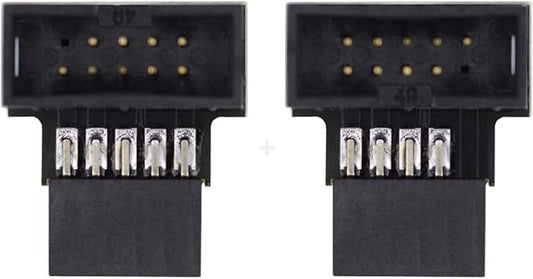 CY Adapter 2pcs/lot Up & Down Angled USB 2.0 10Pin 9Pin Male to Female Extension Adapter 90 Degree