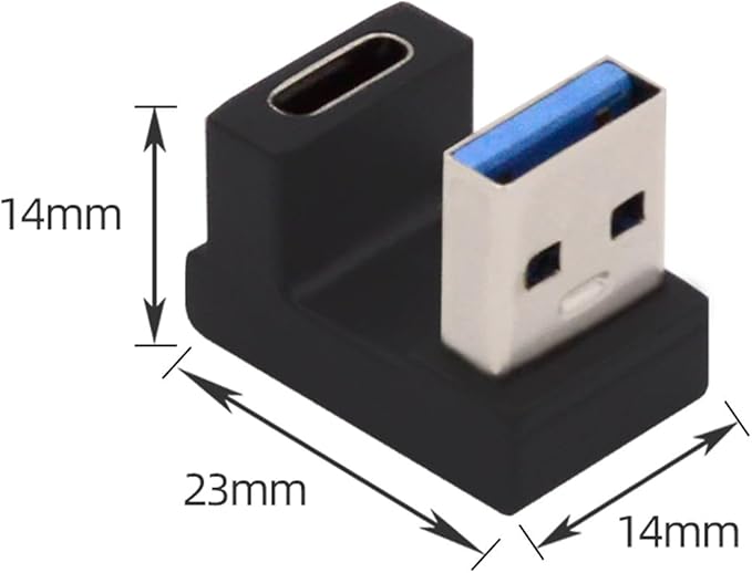 CY USB-C Type C Female Opposite U Shape Back Angled to USB 3.0 A Male Data Adapter for Laptop Desktop