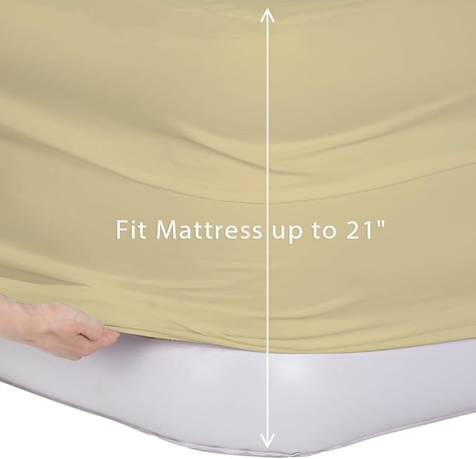 Bedecor Air Bed Sheets for Mattress Cover Removable Bed and Elastic Band Super Soft and Breathable & Deep up to 21" Beige King