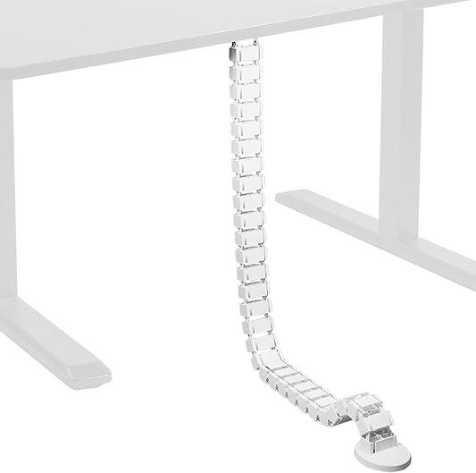VIVO Under Desk Vertebrae Cable Management Kit, Adjustable Quad Entry Flexible Cord Organizer for Home Office, White, DESK-AC01C-W