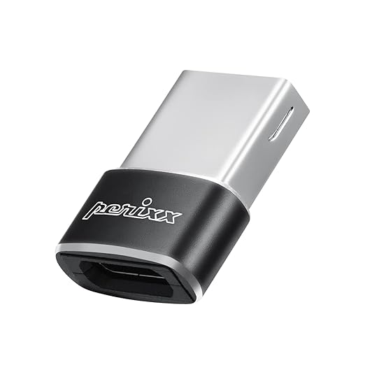 Perixx PERIPRO-408 USB C Female to USB A Male Adapter - Data Transfer & Charging Adapter for iPhone 12 13 Mini Pro, Galaxy Note, iPad & Pixels Smartphone