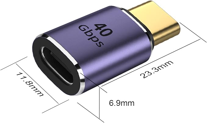 AreMe 2 Pack USB C Male to Female Adapter, USB Type C Adapter Extender Support 100W, 40Gbps, 8K@60Hz for Thunderbolt 4/3, MacBook Pro/Air, Laptop, Tablet, Phones and More Type C Devices (Purple)
