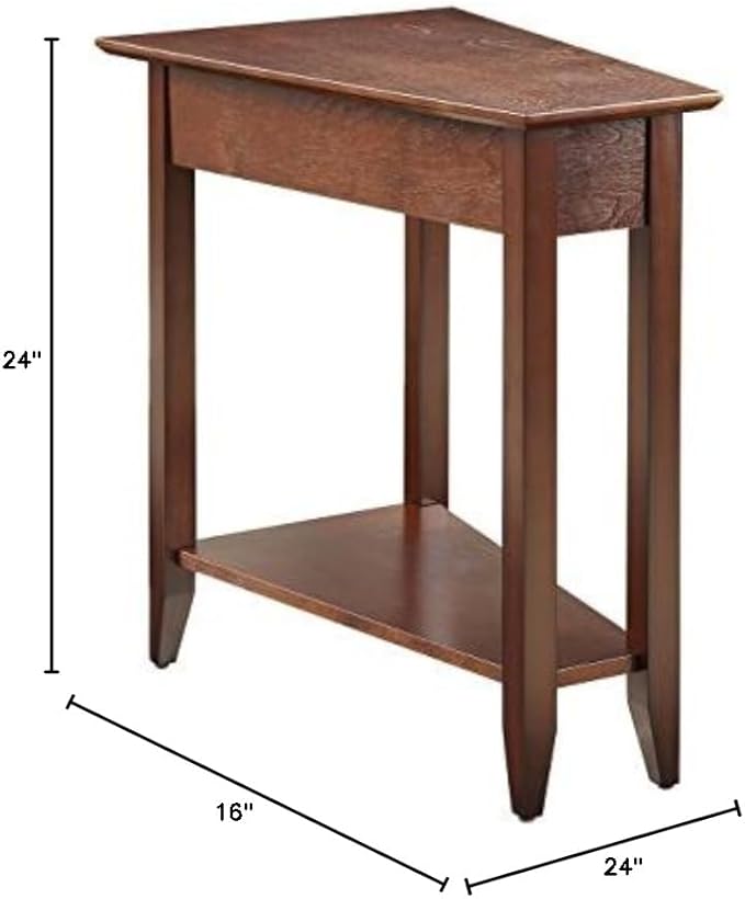 Convenience Concepts American Heritage Wedge End Table 24" - Classic Living Room Table with Storage Shelf, Side Table for Family Room, Bedside Table, Espresso