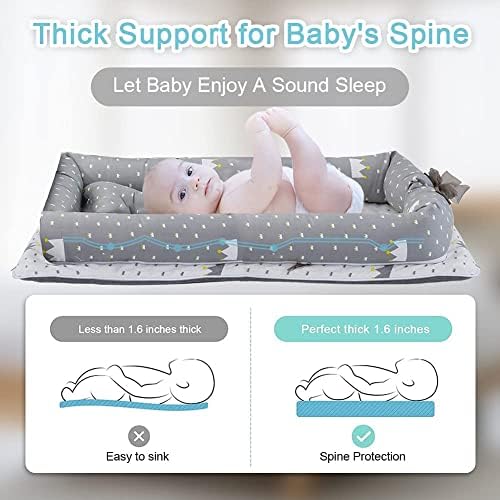 Lounger for Newborn, Newborn Lounger for 0-24 Months, Breathable & Portable Infant Nest - Soft Infant Floor Seat Cover for Travel (Leaves)