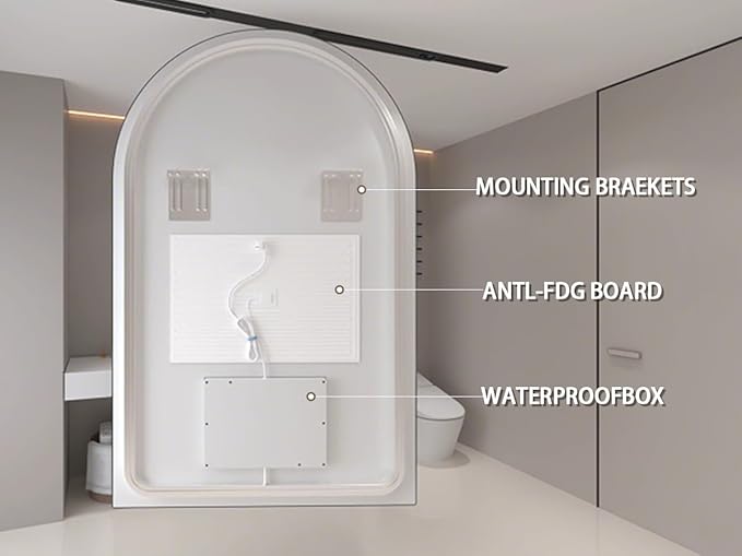 Niccy Arched LED Bathroom Mirror, 51x27 Inch Arch Frameless Backlit Mirrors for Wall Arched Lighted Vanity Mirrors Defogger and 3 Color, Explosion-Proof, HD Glass and IP65 Waterproof
