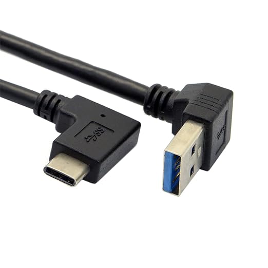 NFHK Reversible USB 3.1 USB-C Angled to 90 Degree Down Angled A Male Data Cable for MacBook & Tablet & Mobile Phone