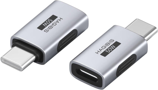 Hagibis Lightning to USB-C Adapter 2 Pack, 50W Fast Charging Lightning Female to Type-C Male Charging Converter, Date Transfer for iPhone 15/16/17 Pro Max AirPods 2 iPad Pro (ZJTN04)
