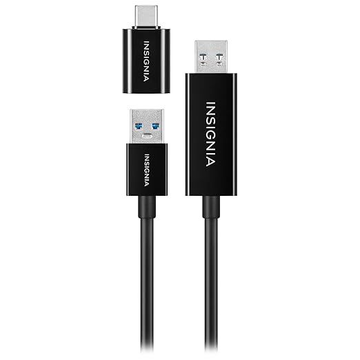 INSIGNIA Charging Cable, 20Gbps High-Speed Charging & Data Sync, Braided Nylon, Compatible with MacBook, Laptop, iPhone, iPad, Android (USB 3.0 to USB Type A/C, 6 ft Black)