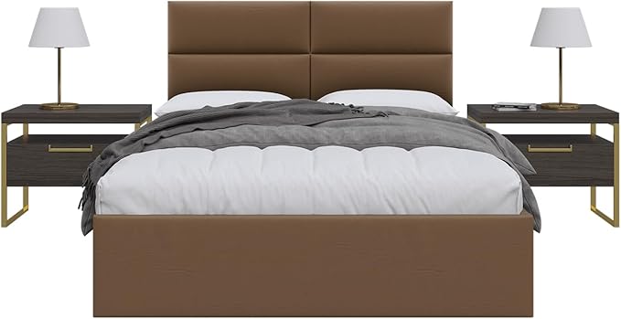 Vänt Upholstered Wall Panels - Queen/Full Size Wall Mounted Headboards - Vintage Leather Cognac - Set of 4 Panels (Each Individual Panel 30"x11.5")