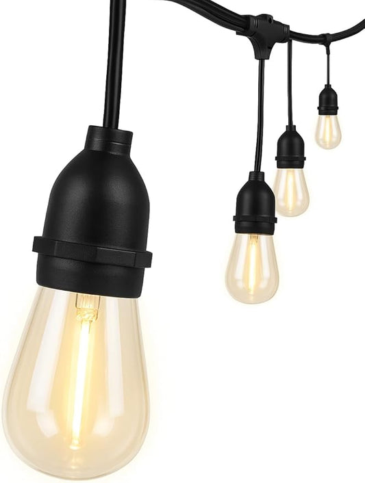 Feit Electric LED String Lights, 20ft Commercial Grade and Shatter Resistant String Lights with 10 Outdoor Sockets, Linkable, 15,000-Hour Lifetime, Wet Rated, SL20-10/FIL, 12 Bulbs Included