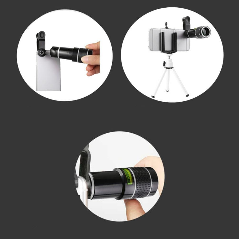 Housoutil Mobile Phone Telephoto Lens, Long Focus Lens Kit with Clip for Smartphone Tablet PC - Black