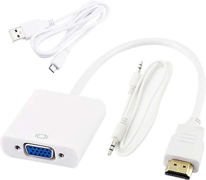 [Fully Decoded] Kastar New Dock Connector HDMI-VGA, 1080p HDMI Male to VGA Female Video Converter Adapter Cable with Micro-USB Cable and Audio Cable for PC, TV, Laptops, Cameras, Camcorders, Tablets,