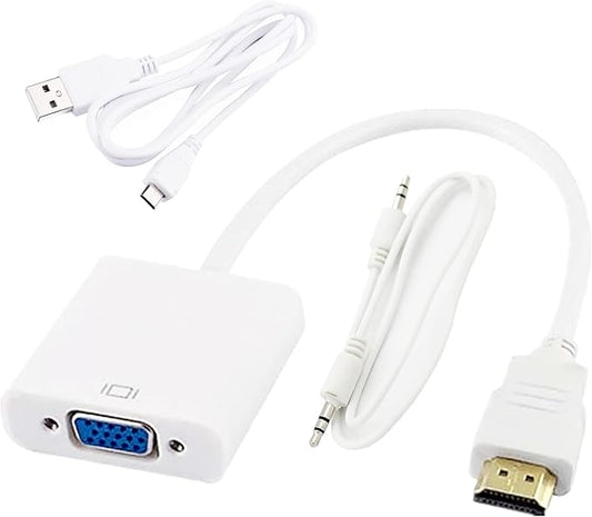 [Fully Decoded] Kastar New Dock Connector HDMI-VGA, 1080p HDMI Male to VGA Female Video Converter Adapter Cable with Micro-USB Cable and Audio Cable for PC, TV, Laptops, Cameras, Camcorders, Tablets,