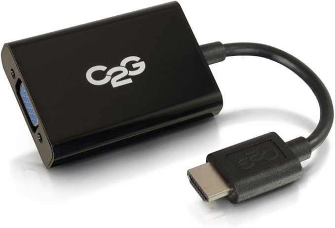 C2G VGA to HDMI, HDMI Adapter, Stereo Audio Adapter, Black, Cables to Go 41351