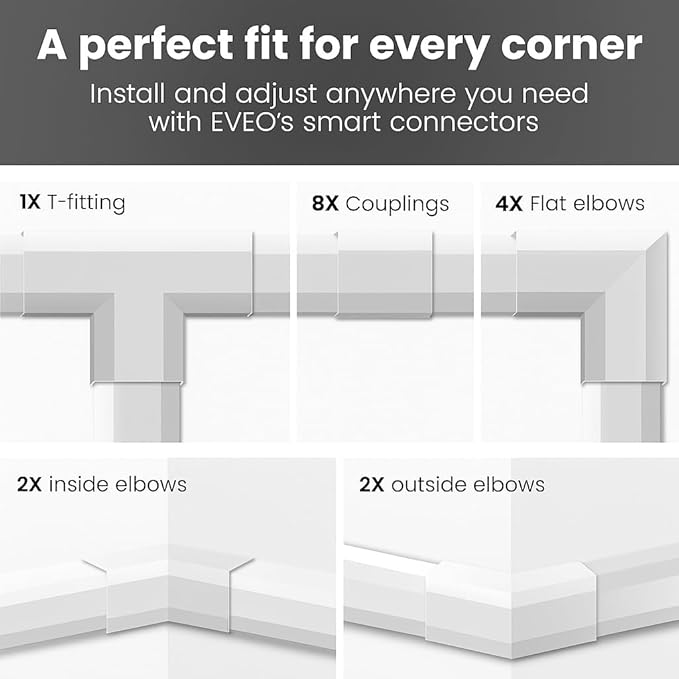 Cord Covers for Wires on Wall - 150in Cable Management Cable Hider - Cord Hiders for TV On Wall - Paintable Cable Concealer - Wire Covers for Cords - 10X (L16 x W1.1 x H0.55) - Large | White