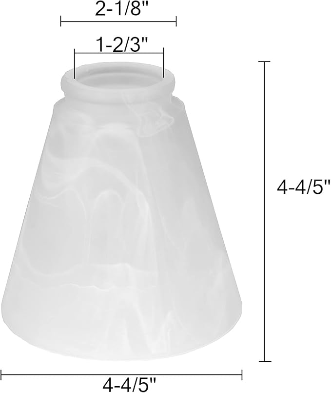 Pack of 4 Alabaster Transitional Style Shade, Transitional Style Replacement Glass Shade, XIDING Ceiling Fans Glass Shade, with Standard 2-1/8" Fitter Size, 4-4/5" high, 4-4/5" Diameter