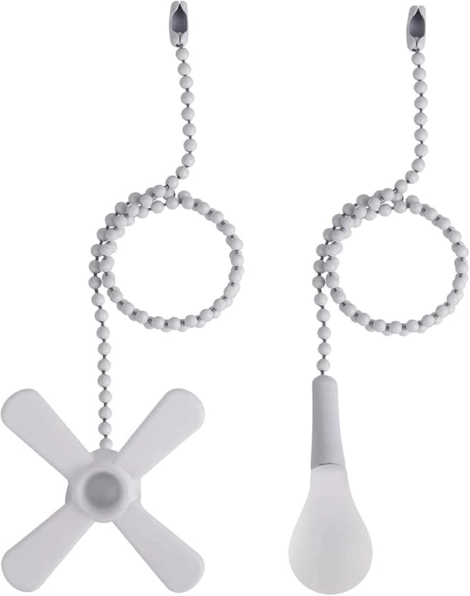 Ceiling Fan Pull Chain, 𝟭𝟮 𝗶𝗻𝗰𝗵 Extra Long with Decorative Frosted Glass Bulb and Fan Cord,Fit All Standard 3mm Diameter Ceiling Fans (White)