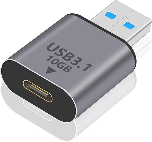 Poyiccot 10Gbps USB C to USB Adapter 3.1 Gen 2, (1-Pack) USB C Female to USB Male Adapter Double-Sided SuperSpeed Data Sync & ChargingOTG Converter Connector for Laptop, PC, Power Bank