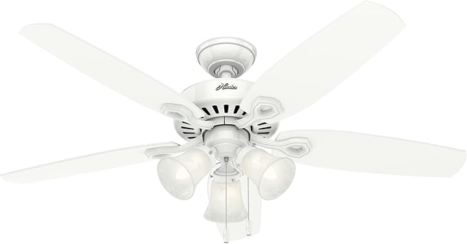 Hunter Fan Company 53236 Hunter Builder Plus Indoor Ceiling Fan with Lights and Remote Control, 52", Snow White Finish