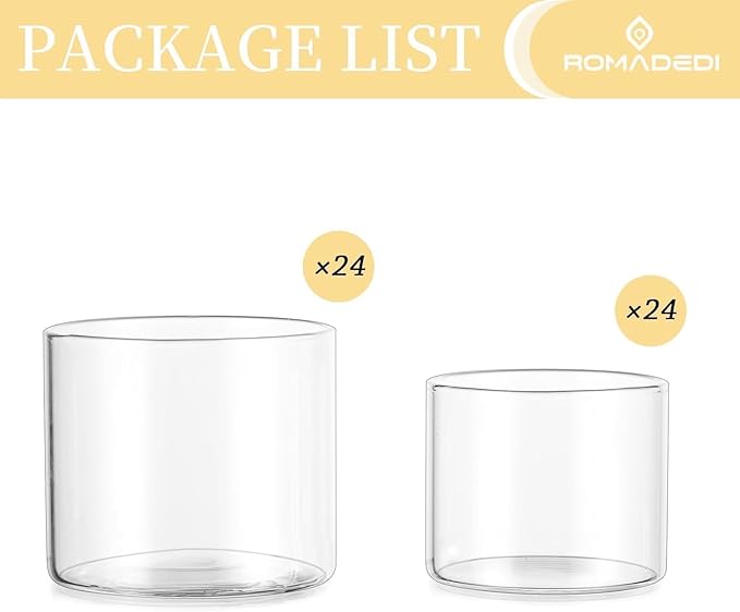 Romadedi Votive Tealight Candle Holders - 48 pcs Clear Glass Tea Light Holders Bulk Small Table Centerpieces Wedding Decor Party Dinner Home Decorations Festivals Christmas