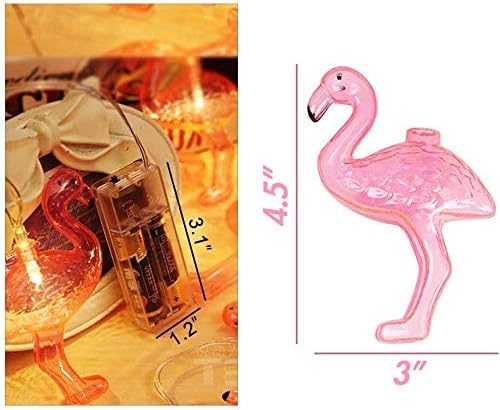 DomeStar 10Ft Pink Flamingo String Lights - LED Battery Operated Fairy Lights, Outdoor Patio Decor for Garden, Poolside, Tropical Hawaiian Luau Party Decor