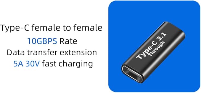 (2Packs USB C Female to Female Adapter USB 3.1 Double Holes Adapter,Supports Fast Charging and Data Transfer Extension, up to 10GBbps Rate (Female-to-Female)