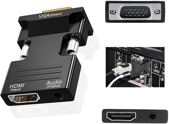 HDMI to VGA Adapter, HD 1080P Audio Video Converter, Gold-Plated Connector (Female to Male) for Computers, desktops, laptops, PCs, Monitors, projectors, HDTVs, Chromebooks,Raspberry Pi,Roku, Xbox,etc