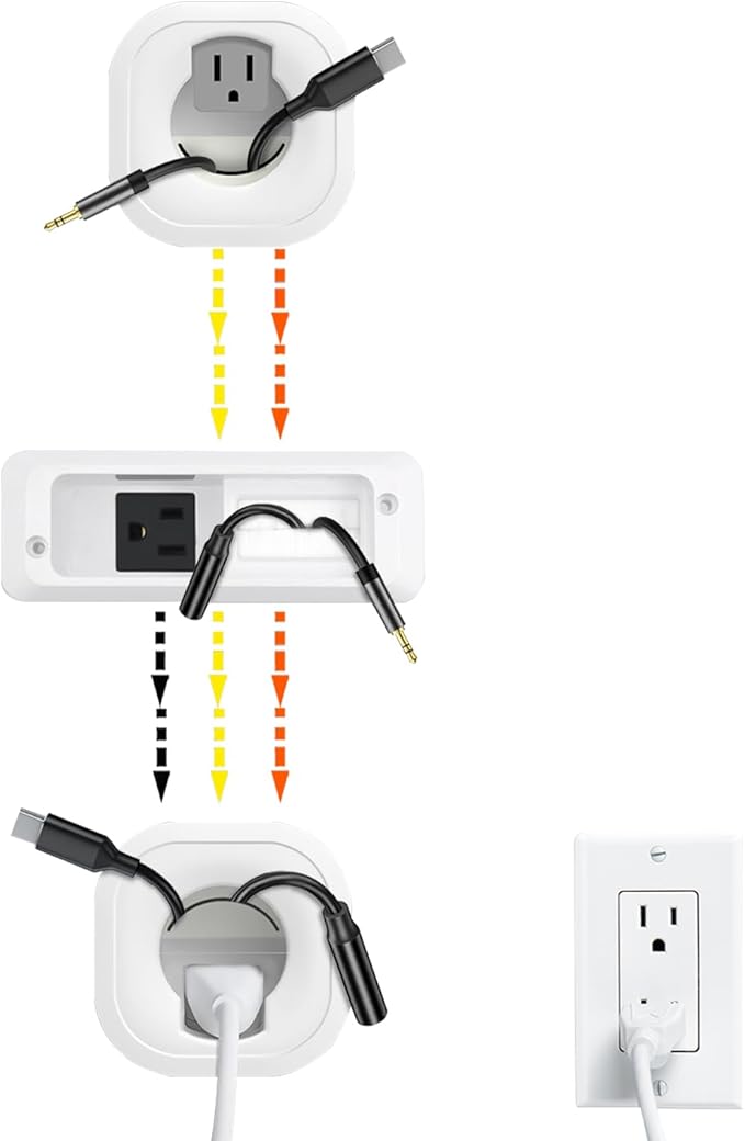 in Wall Cable Management Kit for TV & Soundbar - Cord Hiding for Wall, Hide TV Wires When Mounting, Includes Power & Low Voltage Cable Management, Includes Hole Saw Drill Attachment for Install