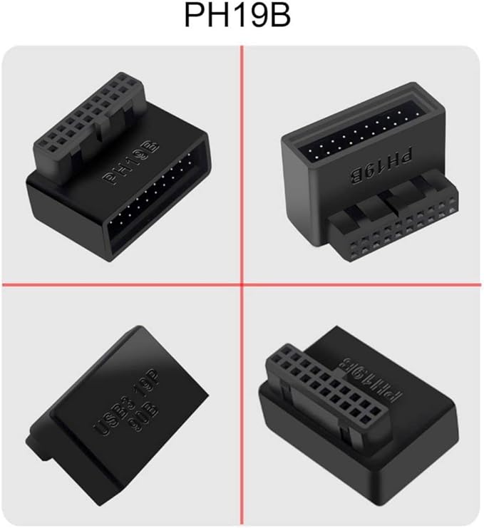 chenyang 2 Pack USB 3.0 Front Panel Header 19/20Pin Male to Female 90 Degree Angled Mainboard Header Gender Changer Connector Adapter Overmold Type